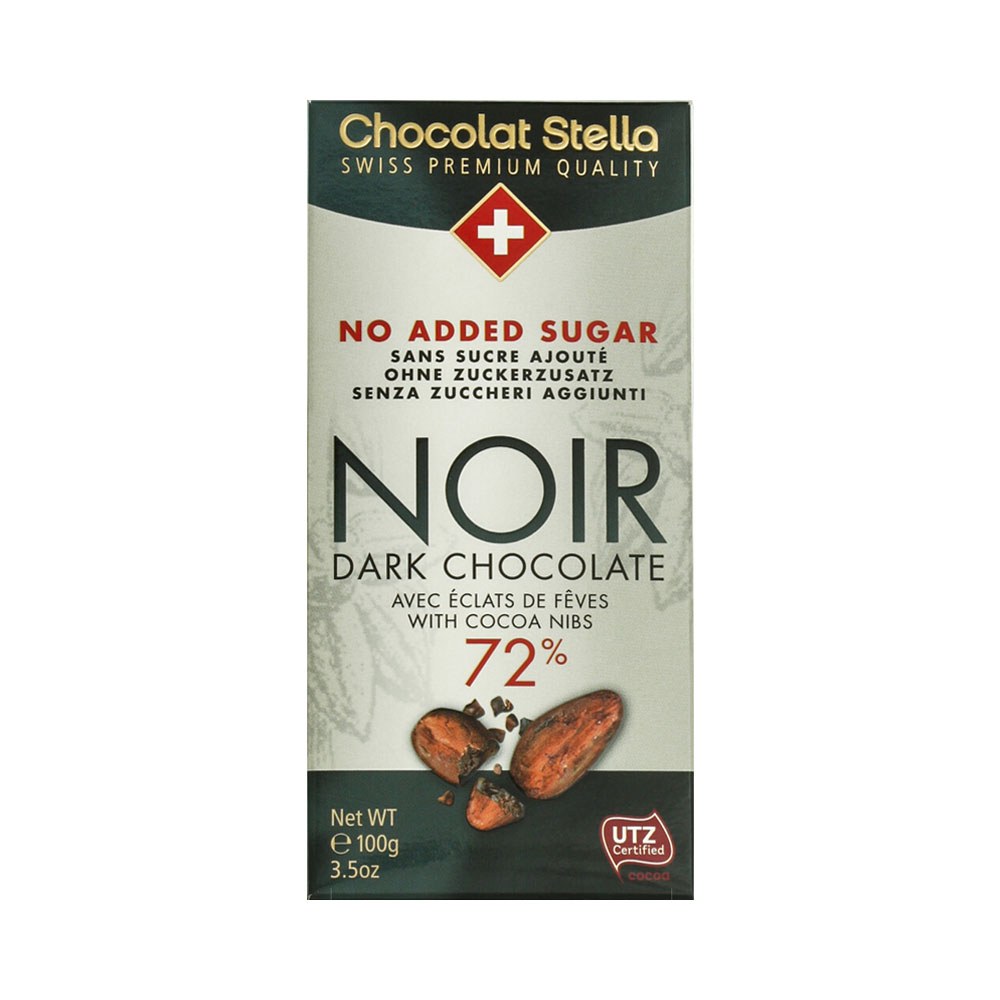 Chocolate Stella No Added Sugar Noir 72% 100 Gr
